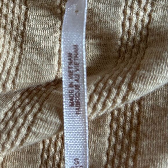 Free People Gold Ribbed Lace Up 100% Cotton Women’s Shirt - Picture 7 of 8